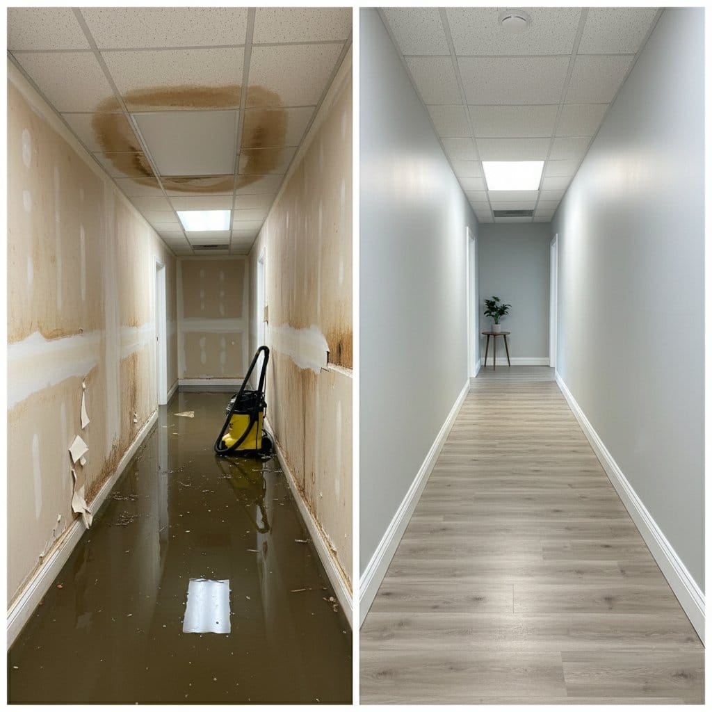Emergency Water Removal restoration โ commercial office space of Tudor home in Haworth, NJ