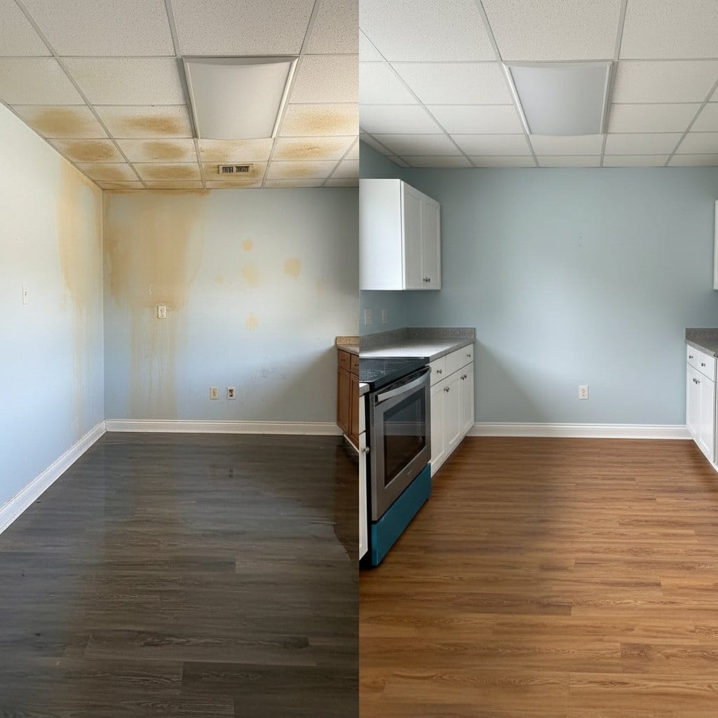 Sewage Backup Cleanup restoration β home kitchen of two-story residence in Haworth, NJ