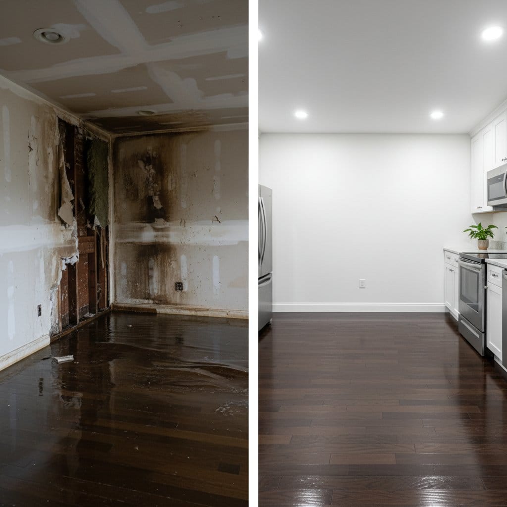 Mold Prevention After Water Damage restoration — home kitchen of bi-level home in Haworth, NJ