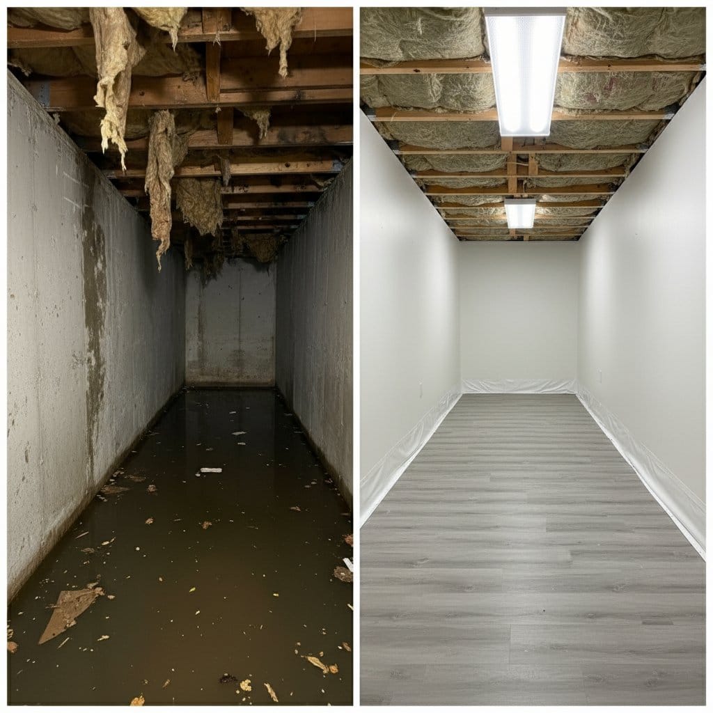 Haworth Water Damage Restoration crawl space restoration before and after in Haworth